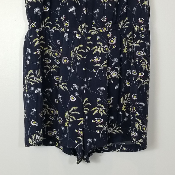 LOFT Floral Print Sleeveless Tie Front Blue Romper - Picture 7 of 14